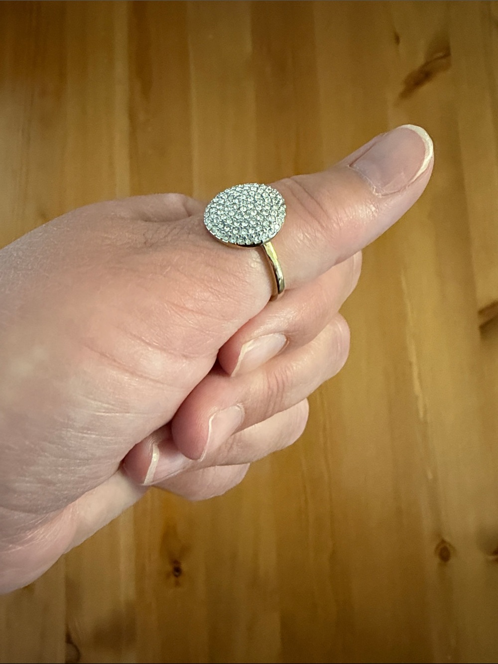Michael Kors Gold Pavé Round Cocktail Ring with Clear Crystals